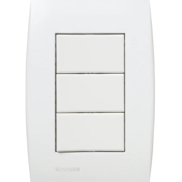 Conjunto 3 Interruptores Simples 4x2 Ilus Soprano Com Luz Branco