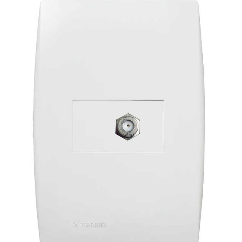 Conjunto 1 Tomada Cabo Coaxial 4x2 Branco Ilus Soprano