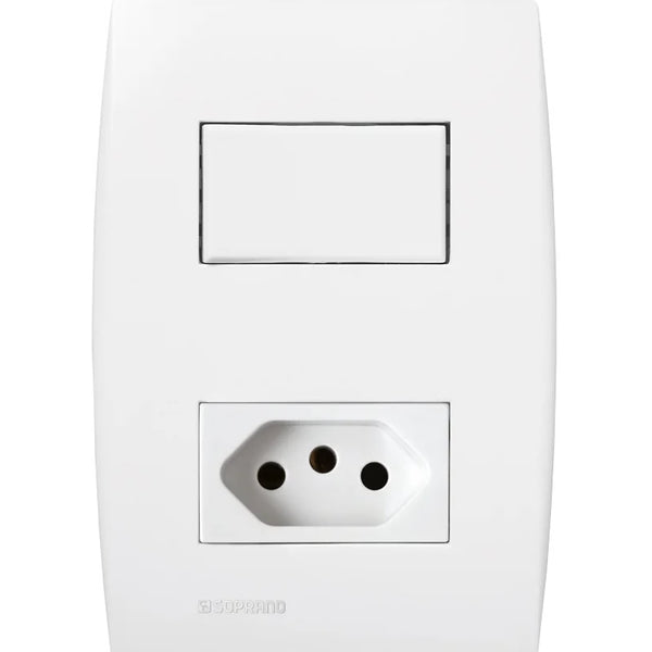 Conjunto Interruptor Simples e Tomada 10A Soprano Ilus Branco 4x2