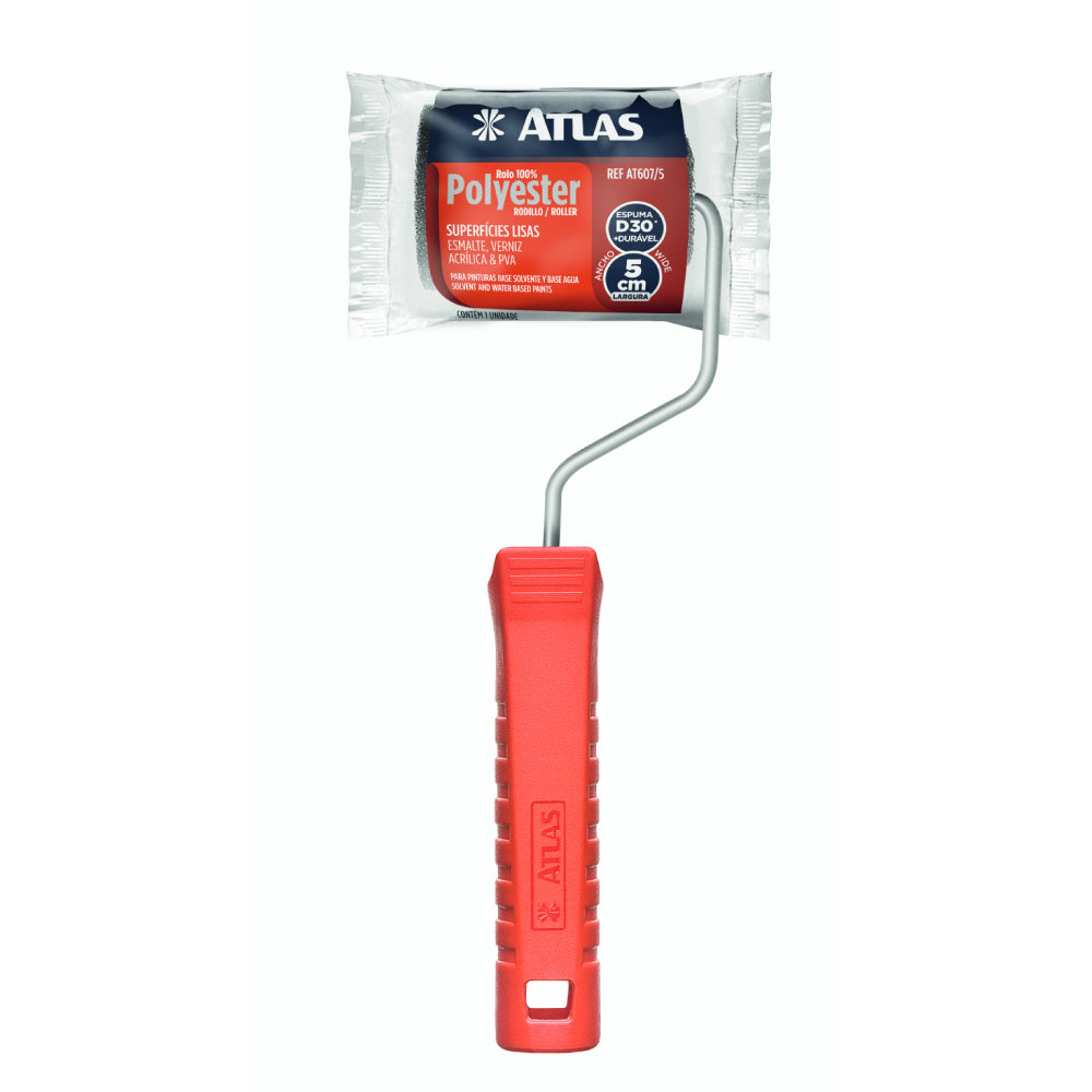 Rolo De Pintura Poliéster 5cm Atlas Para Superfícies Lisas