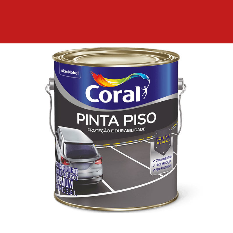 Tinta Piso Acrílica Coral Fosco Vermelho Segurança 3,6l