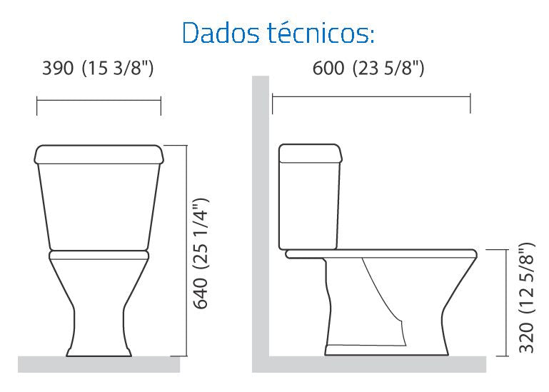 kIT BACIA COM CAIXA ACOPLADA E ITENS DE INSTALAÇÃO ICASA INFANTIL - BRANCA