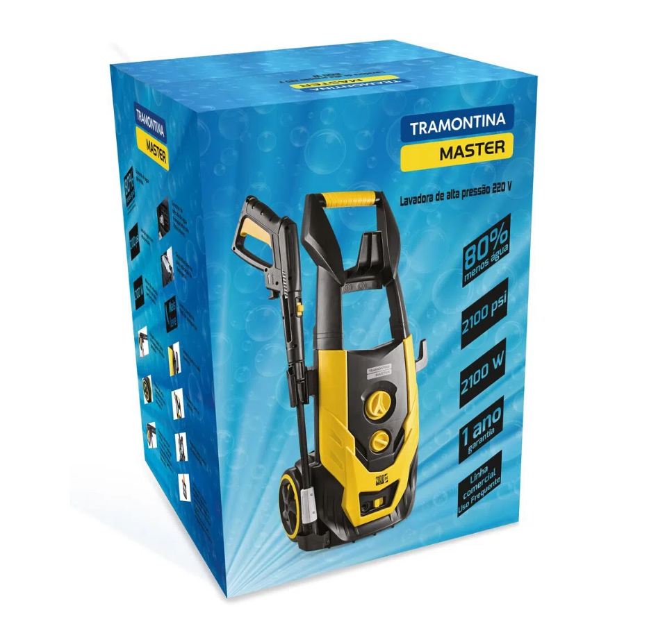 Lavadora de Alta Pressão Comercial 2100W Tramontina 127v com Mangueira Alta Pressão 5m Jato Regulável 2100 psi