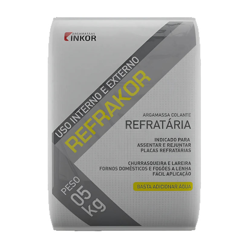 Argamassa Refratária Refrakor Inkor Cinza 5kg para Churrasqueiras e Lareiras
