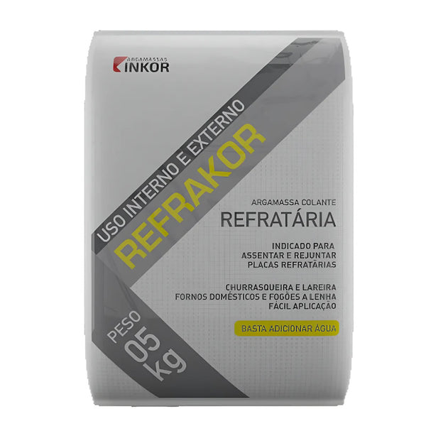 Argamassa Refratária Refrakor Inkor Cinza 5kg para Churrasqueiras e Lareiras