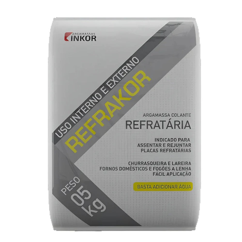 Argamassa Refratária Refrakor Inkor Cinza 5kg para Churrasqueiras e Lareiras