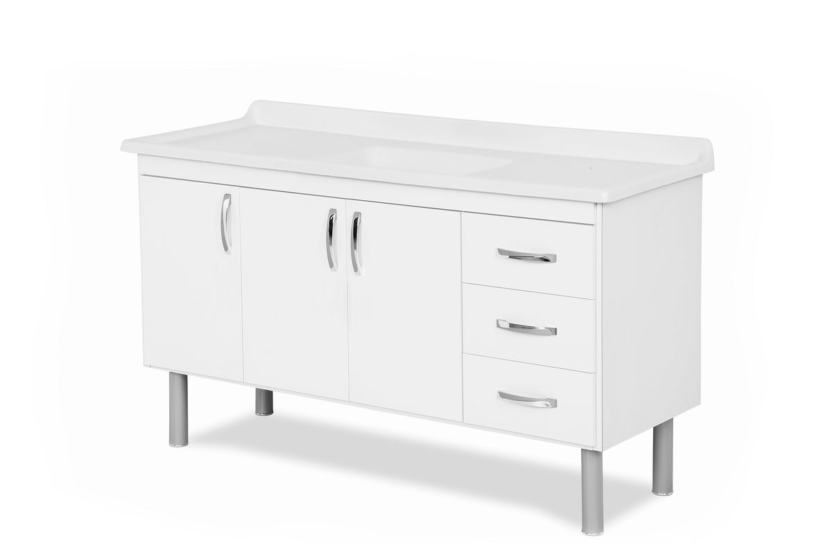 Balcão para Cozinha Tóquio 1442 com 2 Portas e 3 Gavetas Branco