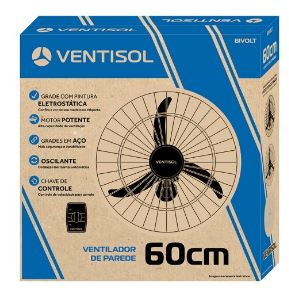 VENTILADOR VENTISOL OSC PAREDE PRETO 60CM PREMIUM BIVOLT