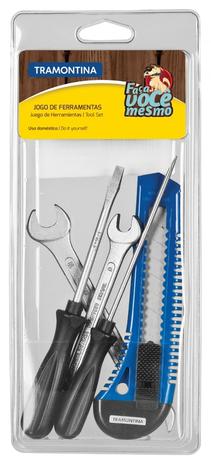 Kit Ferramentas 5 Peças Tramontina Com Estilete Chaves Fixa E Fenda