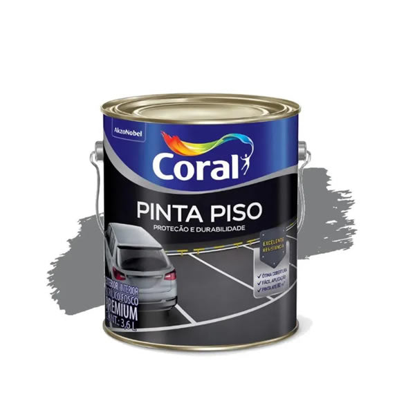 Tinta Para Piso Coral Fosca Cinza Médio 36 Litros