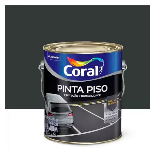 Tinta Para Piso Coral Fosca Preta 36 Litros