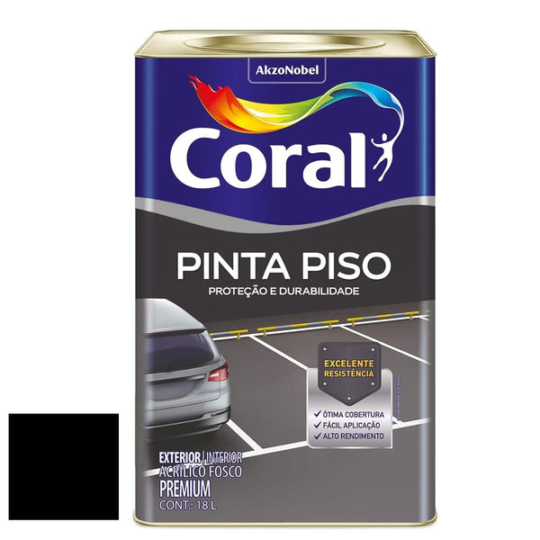 Tinta Para Piso Coral Fosca Preta 18 Litros