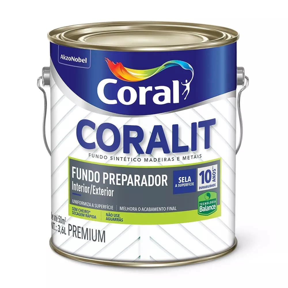 Fundo Preparador Coralit Balance Coral Para Madeira E Metais 3.6l