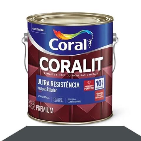 Tinta Esmalte Sintético Coralit Ultra Resistência Cinza Médio 3.6L