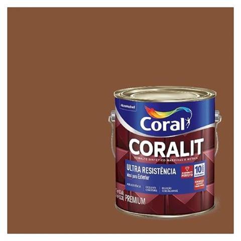 Tinta Esmalte Sintético Coralit Ultra Resistência Marrom 900ml