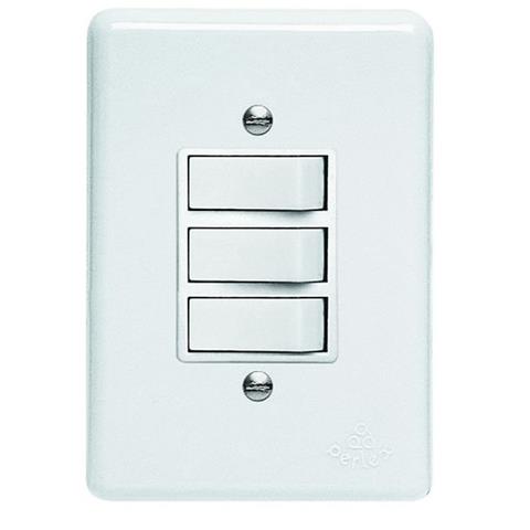 Conjunto 3 Interruptores Simples 10A Branco Perlex