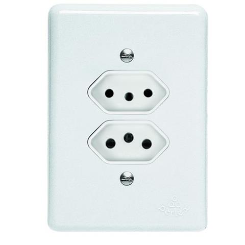 Conjunto 2 Tomadas 20a 2 Polos Branco Linha Lux Perlex