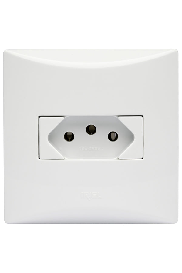 Tomada 10a 3 Pinos 2 Polos Linha Brava Soprano Branca