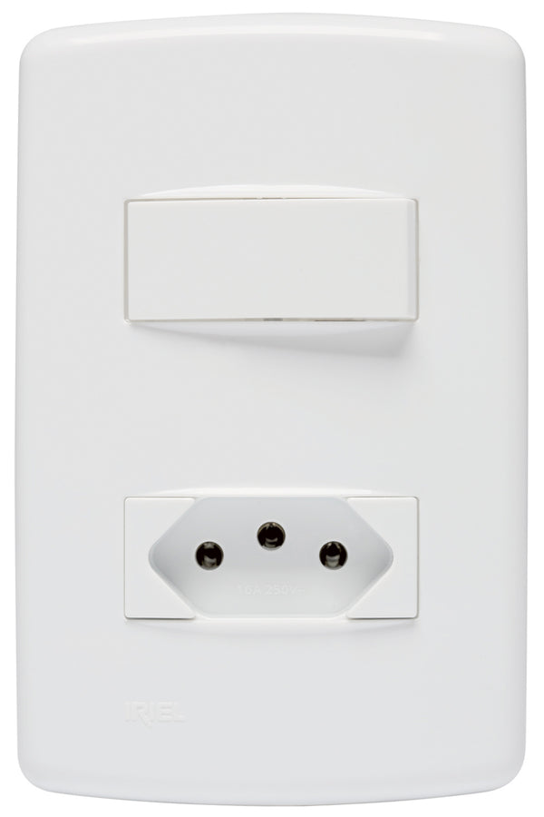 Interruptor Simples Com Tomada 2P+T 10A Duale Up Soprano Branco