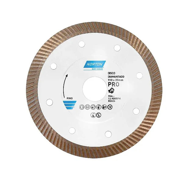 Disco de Corte para Porcelanato Pro 110mm x 20mm - Caixa com 10 Unidades