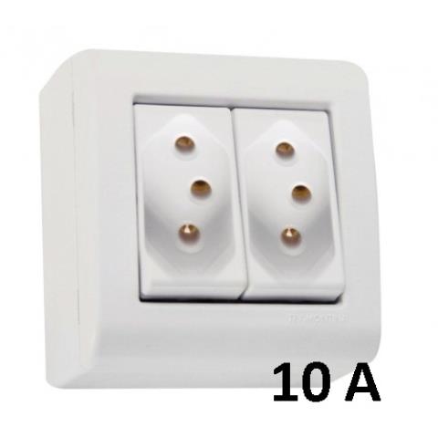Caixa de Sobrepor com 2 Tomadas 2P+T 10A/250V