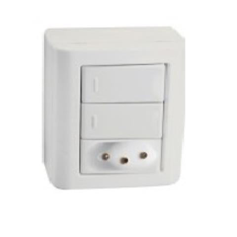 Conjunto Elétrico com 2 Interruptores Simples e Tomada 10A