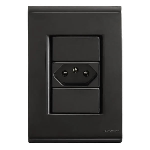 Conjunto 1 Tomada 2 Polos 10A 250V Grafite Tramontina