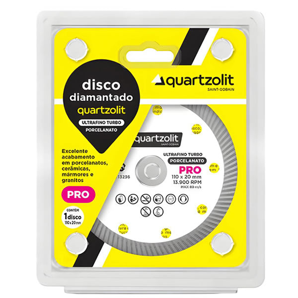 Disco Diamantado Ultrafino Turbo Quartzolit 110mm para Porcelanato