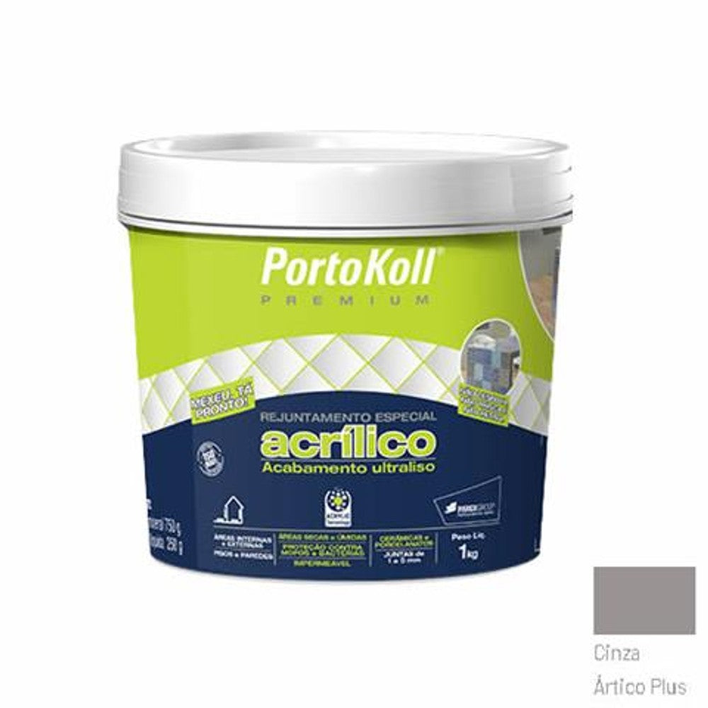 Rejunte Acrílico Portokoll Cinza Ártico Plus 1kg