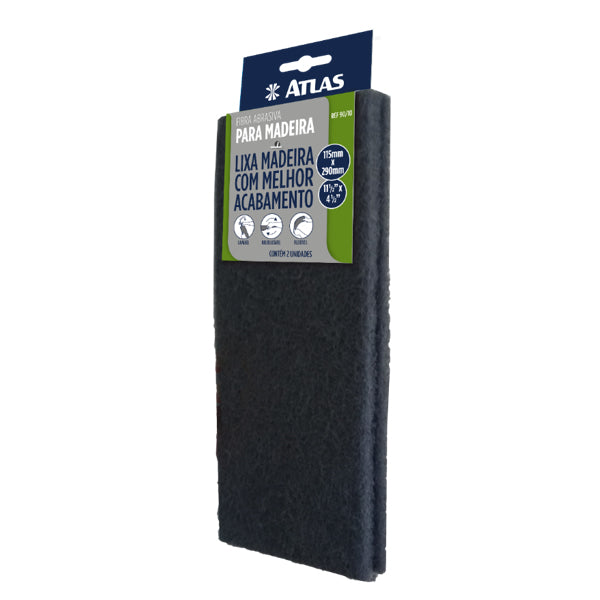 Fibra Abrasiva Média Para Madeira Atlas 112x290mm 2 Unidades