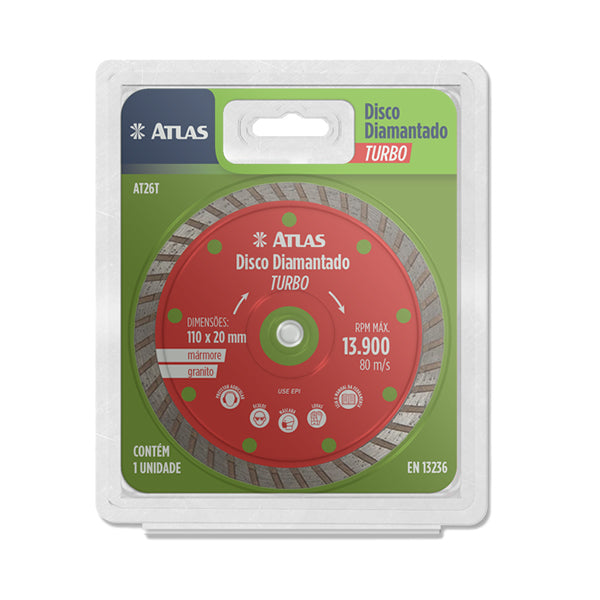 Disco Diamantado Turbo 110mm Furo 20mm Atlas