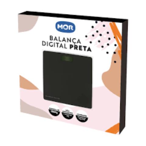Balança Digital Mor Preta 180kg Vidro Temperado
