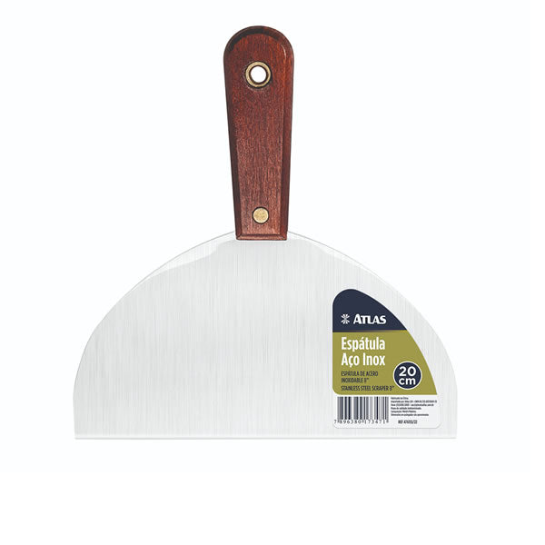 Espátula De Aço Inox Com Cabo De Madeira 20cm Atlas