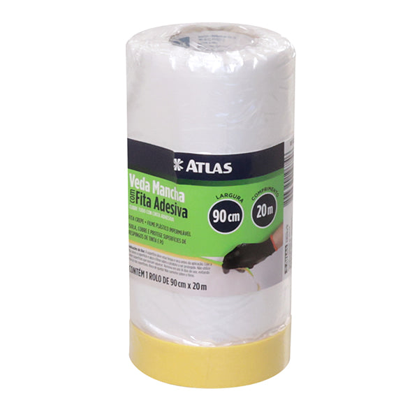 Filme De Mascaramento Com Fita Crepe Atlas 90cm X 20m