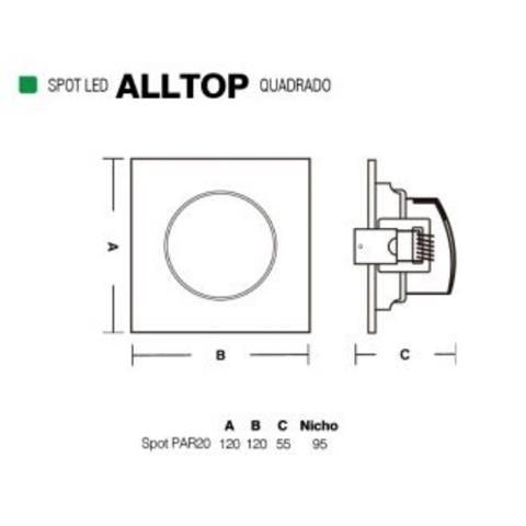 Spot Embutir Quadrado Led PAR20 7W 6500K Taschibra