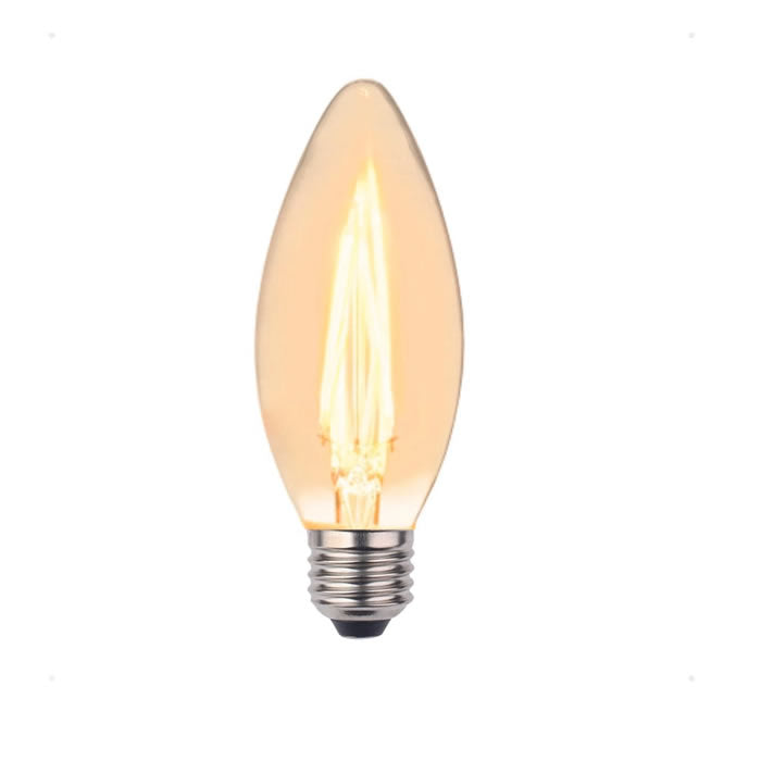 Lampada Led Filamento Vintage Vela 3w Ambar E27 Brasilux