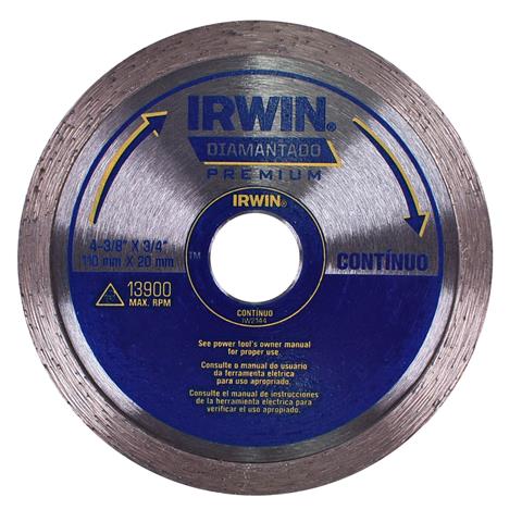 Disco Diamantado Premium Liso Irwin 110x20mm