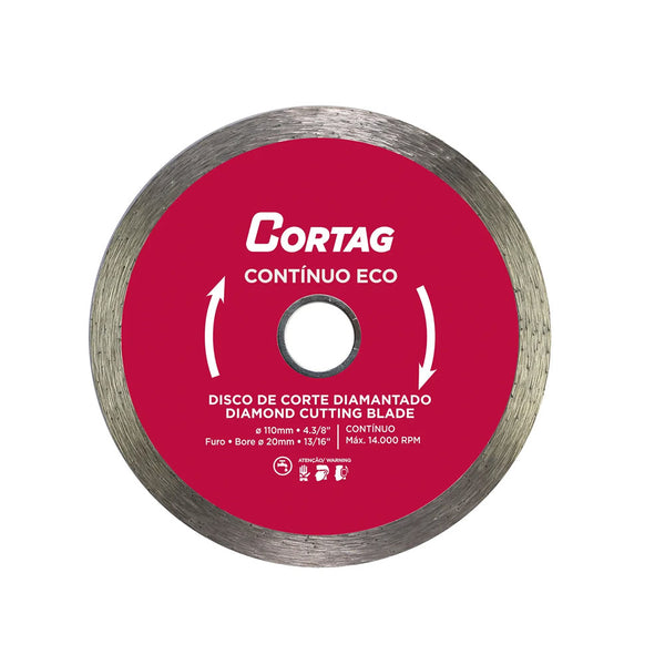 Disco De Corte Diamantado Contínuo 110mm Cortag Eco