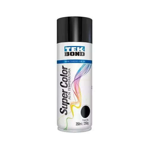 Tinta Spray Alta Temperatura Tekbond Preto Brilhante 350ml