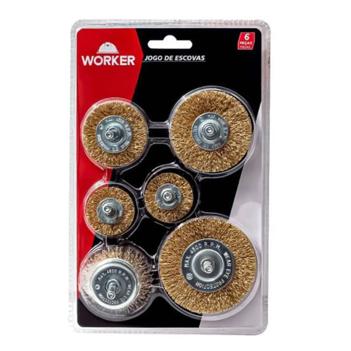 Jogo De Escovas Worker Com 6 Peças