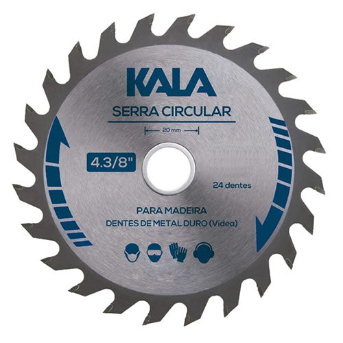 Disco De Serra Circular Kala 110mm 24 Dentes Furo 20mm Para Madeira