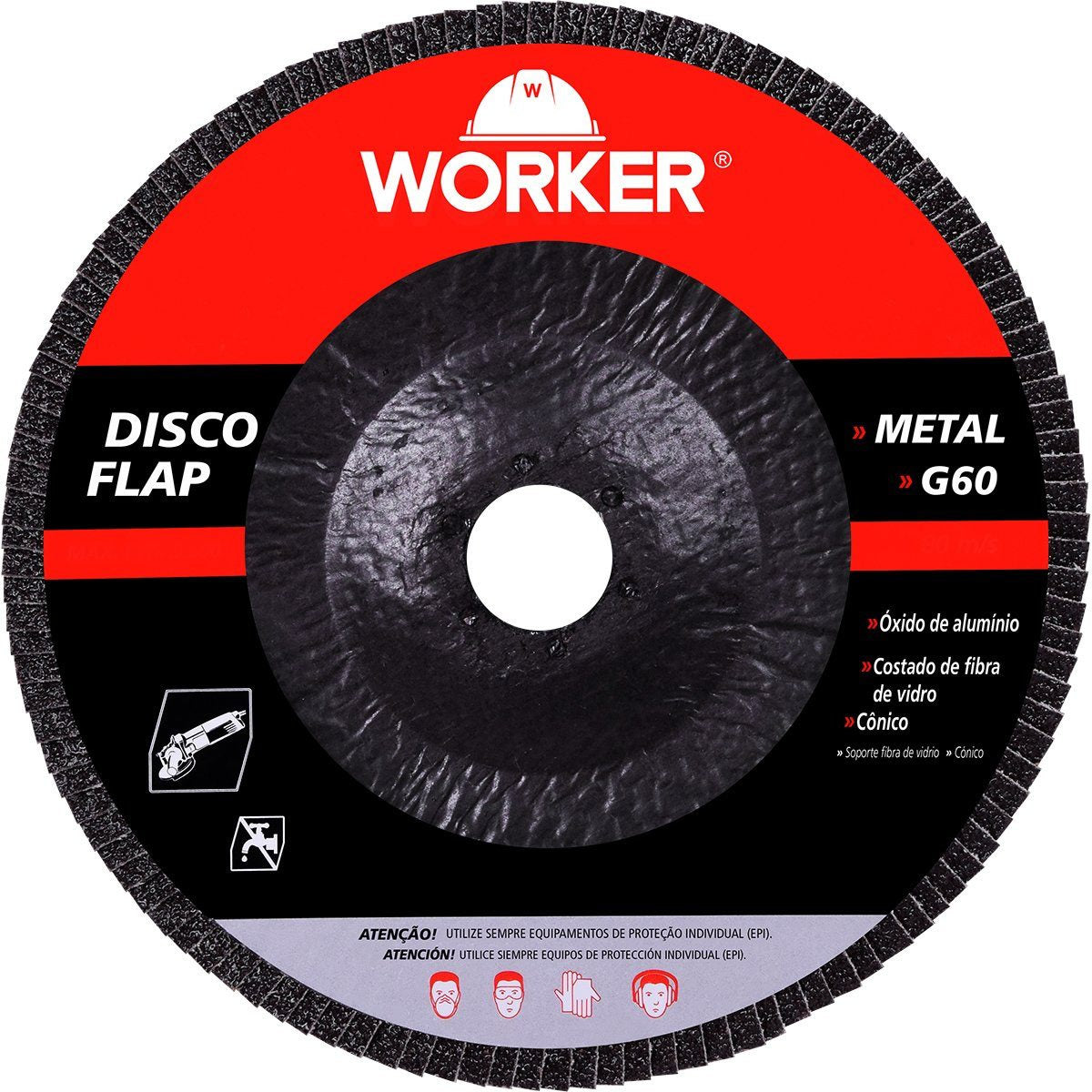 Disco Flap Curvo Worker 114mm Grão 60 Para Metal