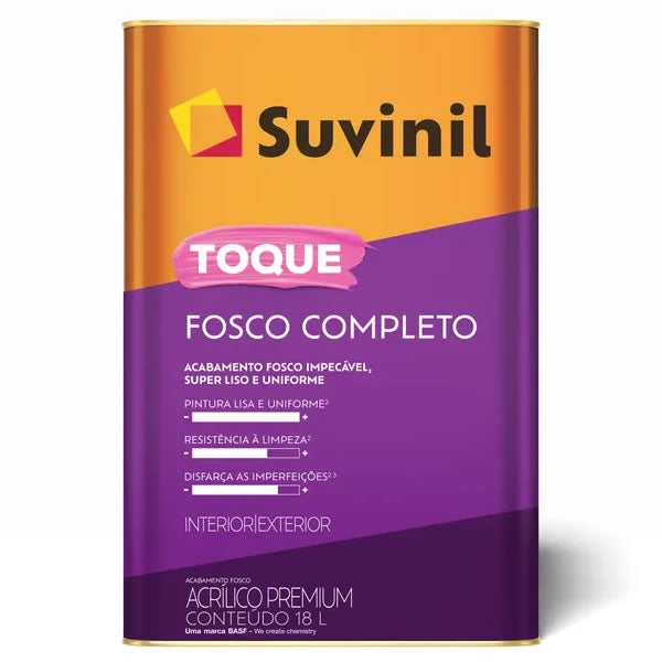 Tinta Acrílica Suvinil Toque Fosco Completo Branco Neve 18 Litros