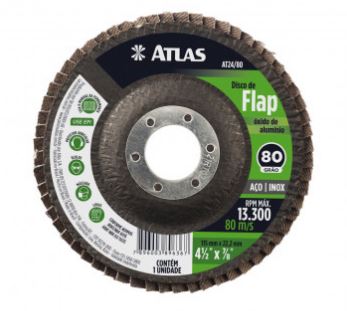 Disco Flap 115mm Grão 80 Óxido De Alumínio Atlas