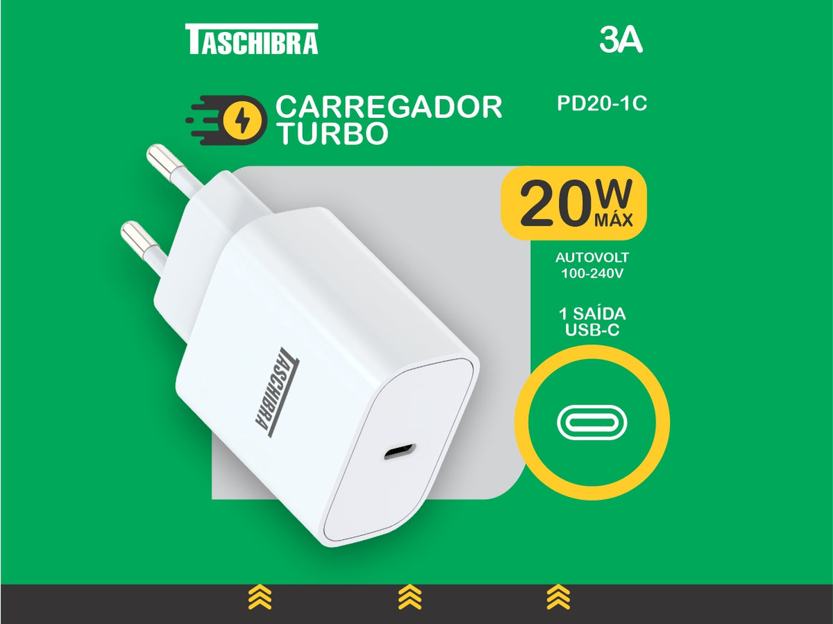 Carregador Turbo Brasilux Usb-c 20w Pd Autovolt