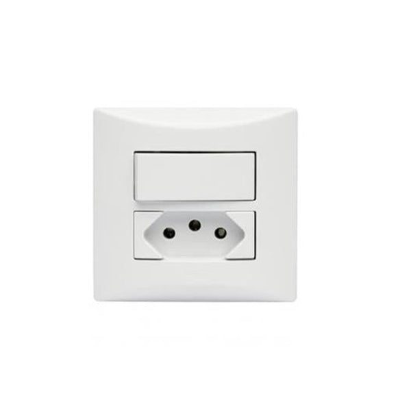 Sistema-(x) 1 Interruptor Simples+ 1 Tomada 2P+T 10A 3 Pinos Brava