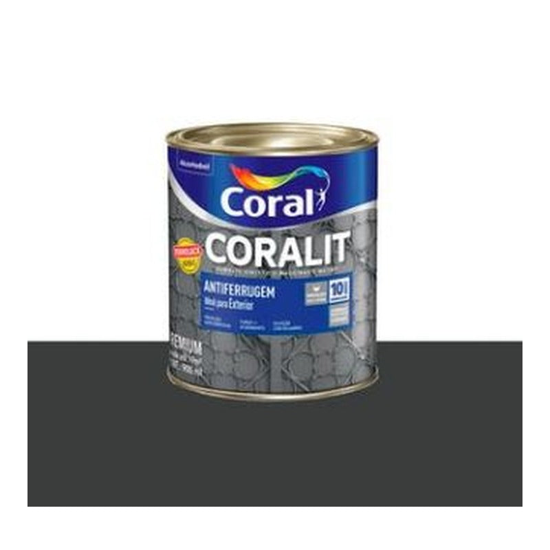Tinta Esmalte Antiferrugem Coralit 900ml Preto Coral