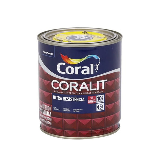Tinta Esmalte Coralit Ultra Resistente Acetinado 900ml Branco Coral