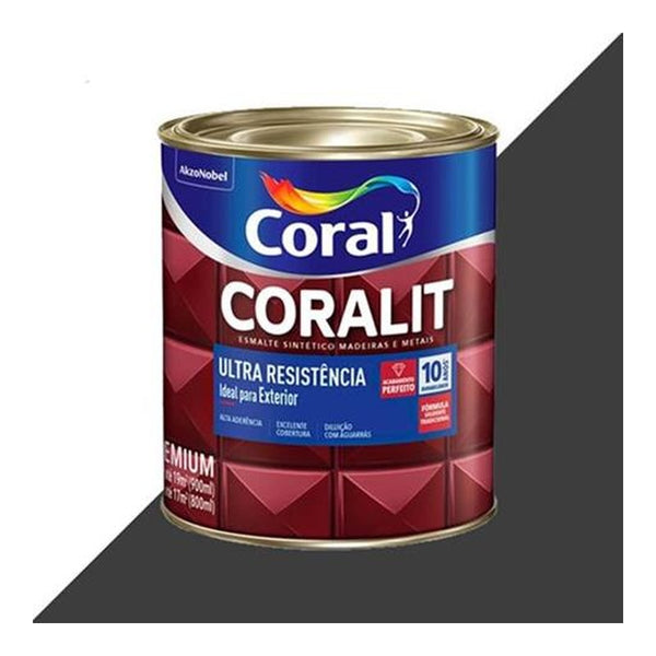 Tinta Esmalte Coralit Ultra Resistente Fosco 900ml Preto Coral