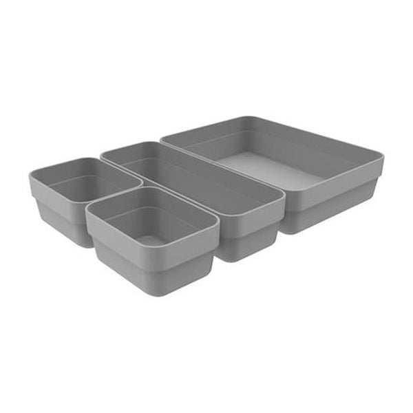Organizador de Gavetas Logic 4 Sessões 35x20x7,5cm Chumbo Ou